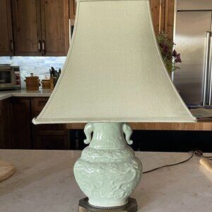 Antique Japanese Celadon Elephant Lamp